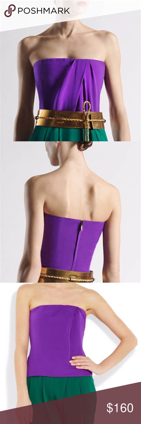 gucci purple silk blouse|gucci strapless blouse.